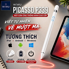 Bút cảm ứng đa năng thông minh tương thích mọi dòng máy bật là viết đầu bút 1.45mm WIWU Picasso P339 tương thích iPhone iPad Androids Windows Pin 10h, Bật Là Dùng - Không Cần Bluetooth, Viết Tự Nhiên, Vẽ Mượt Mà, Tương Thích Đa Thiết Bị - Hàng nhập khẩu