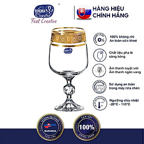Mua Bộ 2 ly uống rượu vang pha lê 230 ml Bohemia Tiệp Khắc mạ vàng 24k