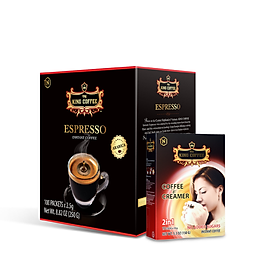 Hình ảnh Combo 1 Hộp CFĐ HT Espresso KING COFFEE - Hộp 100 gói x 2.5g + Tặng 1 Hộp CF HT 2IN1 KING COFFEE - Hộp 15 gói x 10g