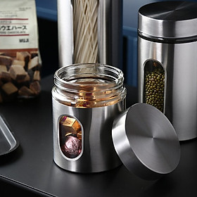 Mua Hộp Đựng Thực Phẩm SPEVI Bằng Thủy Tinh Bọc Inox Không Gỉ Đủ Loại Kích Thước Hình Trụ Tròn Chất Liệu Cao Cấp (Combo 4 Hộp) - Hàng Chính Hãng