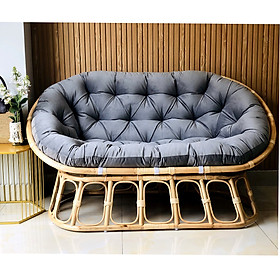 Ghế lười đôi mây thật papasan nệm nhiều màu