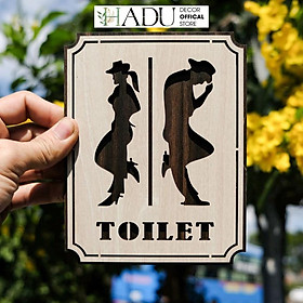 Bảng gỗ Restroom sử dụng cho toilet nam nữ - mẫu TL02 - HaduDecor