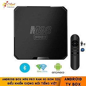 Mua Tivi box M98 Pro mới có điều khiển giọng nói tiếng việt Ram 4G Rom 32G hỗ trợ bluetooth Wifi băng tần kép cài sẵn chương trình tivi và xem phim HD miễn phí vĩnh viễn - Hàng nhập khẩu