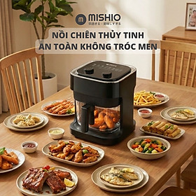 Nồi chiên không dầu thủy tinh Mishio MK373 - Dung tích 7 lít lòng nồi không bong tróc gỉ sét - Hàng chính hãng