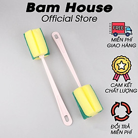 Dụng cụ chùi ly đầu bọt biển Bam House rửa ly siêu sạch tay cầm chắc chắn cao cấp CLV02 - chùi ly bọt biển, rửa ly