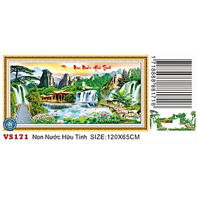 Tranh đính đá non nước hữu tình VS171 - 120 x 65 cm - chưa đính