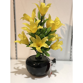 Bình hoa đèn led sợi quang đổi màu - bình hoa trang trí - bình ly hoa vàng cắm điện 220V - BH149