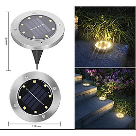 Đèn LED Cắm Cỏ Sân Vườn Tròn 8 LED Sử Dụng Năng Lượng Mặt Trời - Chống Nước IP65