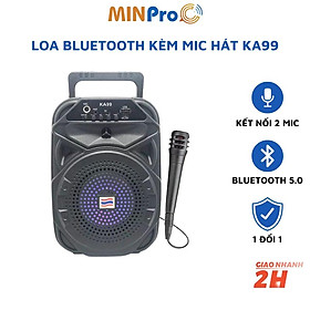 Hình ảnh Loa bluetooth MINPRO - KA99, loa karaoke mini không dây kèm mic công suất lớn bluetooth 5.0