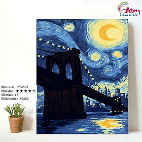 Mua Tranh tô màu theo số trừu tượng phong cách Van gogh mới lọ màu to 5ml + 2 bộ cọ + khung 2.5cm TT4557