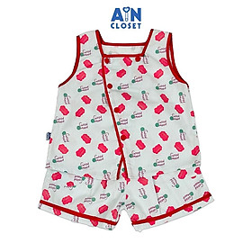 Bộ quần áo Ngắn bé gái họa tiết Good Mood Đỏ cotton - AICDBGZWDD93 - AIN Closet