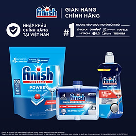 Combo Finish tiện lợi 3: Túi 100 Viên Rửa Bát All In 1+ Nước Làm Bóng Finish 500ml +Dung Dịch Vệ Sinh Máy Finish 250ml