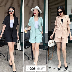 Set áo vest blazer ngắn tay kèm quần short công sở