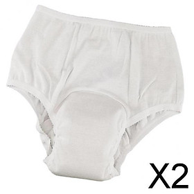 2xWashable Absorbency Incontinence Aid Cotton Underwear Briefs for Women L