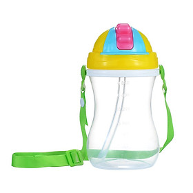 Chai uống nước 350ml cho bé có dây đeo chống rò rỉ và mùi, không độc hại-Màu vàng-Size