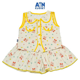 Bộ quần áo Ngắn bé gái họa tiết Dâu Nơ Vàng Cotton - AICDBGXAIUTZ - AIN Closet