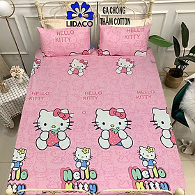 Ga Chống Thấm Cotton LIDACO Cao Cấp - Kitty hồng - 2m2x2mxdưới12cm