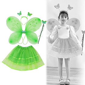 Fairy Costume for Girls Fairy Wing Apparel Angel Costume Toddlers Tutu Skirt 4Pcs/Set Butterfly Costume for Masquerade Birthday Party Cosplay