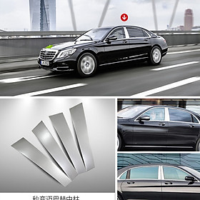 Bộ 4 thanh nẹp inox cột B cánh cửa xe ô tô Mercedes dòng S-Class đời từ 2014-2020  MBTB