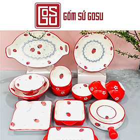 Mua Tô bát đĩa họa tiết Dâu tây ngộ nghĩnh cực xinh  Decor bếp dễ thương