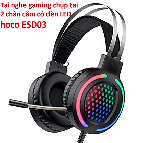 Mua Tai nghe chụp tai Gaming có đèn LED 2 chân cắm 3.5mm  cho máy tính hoco ESD03 - Hàng chính hãng