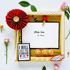 Khung Ảnh Vintage - Quạt Giấy Gấp Đỏ - Vinacraft