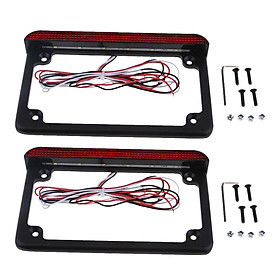 2pcs Universal Motorcycle Aluminum License Plate Frame with LED Brake Light