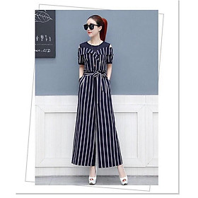 Jumsuit sọc khoét vai phối ren sang trọng QC260296