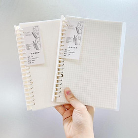 Sổ Còng Binder Bìa Trong Suốt A5/B5 - Sổ Lò Xo Thay Giấy Được Kèm Sẵn 80 tờ Dot/Grid - Sổ Bullet Journal Take Note