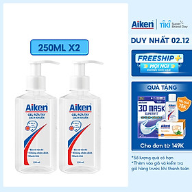 Aiken Combo 2 Gel rửa tay Sạch khuẩn 250ml/chai Dạng vòi