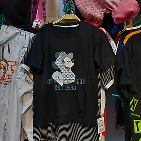 Áo cộc tay bé gái 3-8 tuổi hình Mickey và số 1990, Áo hè cho bé vải cotton co giãn thấm hút mồ hôi Hàng Quảng Châu