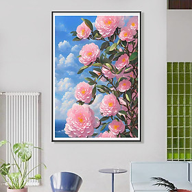 Mua Tranh thêu kín chữ thập Hoa Trà 8G222  thêu 4 sợi  9CT  kích thước 60*90cm