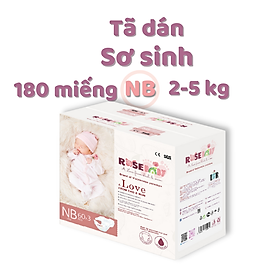 Thùng Bỉm Dán Rose Baby Size NB60 180 miếng