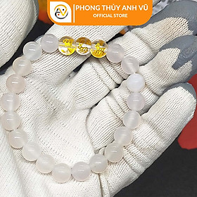 Vòng tam hợp hợi mão mùi đã khai quang - chất liệu mã não trắng tự nhiên - size 8 10ly - may mắn tài lộc - Vòng Tam Hợp Anh Vũ