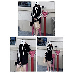 Áo Hoodie In Chữ NIWNIW Nỉ Tay Sọc Nam Nữ Dáng Rộng Mũ Trùm Màu Đen Basic