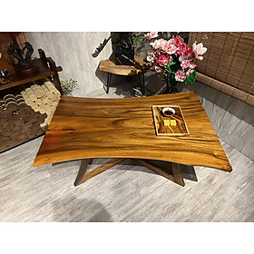 Mua Bàn trà gỗ Me Tây  mặt bàn chữ nhật cạnh tự nhiên  chân khung 4 góc 