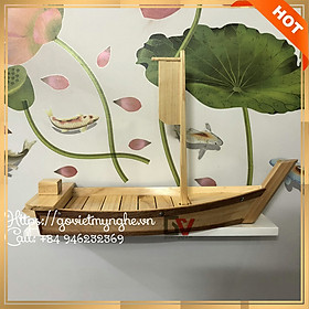 Hình ảnh Khay thuyền gỗ trang trí món ăn thuyền gỗ Sushi Nhật Bản - Dài 45cm - Gỗ Thông Tự Nhiên
