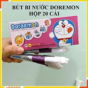 Hộp 20 Bút Bi Gel Doreamon Ngòi 0.5 - Bút Gel - Bút Bi Nước Mực Tím Xanh Đen