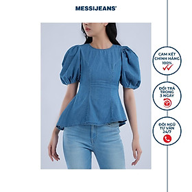 Áo kiểu nữ jeans tay phồng MESSI WJF0163-21