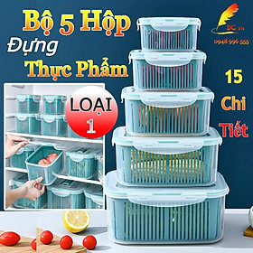 Mua Bộ 5 Hộp Đựng Thực Phẩm Giỏ Có Nắp Đậy Khay Nhựa Kèm Rổ Ráo Nước Để Tủ Lạnh Bảo Quản Thức Ăn Tiện Dụng