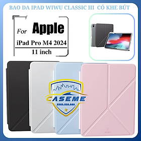 Bao da dành cho iPad Pro M4 11 inch (2024) Wi WU Classic III GF-003 – mỏng nhẹ, có khe bút, chống sốc - Hàng Chính Hãng - Xám