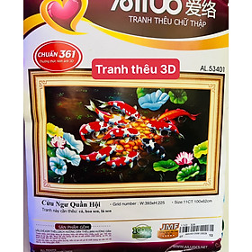 Mua Tranh thêu chữ thập cửu ngư quần hội AL53401  kích thước 100 x 62 cm