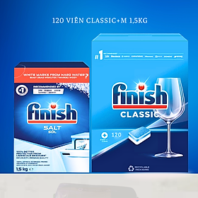 Viên rửa bát finish 120 viên + muối finish 1.5kg dùng cho máy rửa bát chén