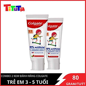 Bộ 2 kem đánh răng trẻ em Colgate Kid Free From không chất nhân tạo cho bé 3 đến 5 tuổi 80g/tuýp