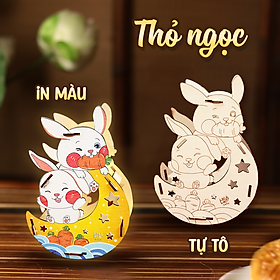 Lồng Đèn Gỗ Trung Thu Lalamoon - Bộ Kit DIY Tự Vẽ và Làm Đèn Trông Trăng - Lalala Baby
