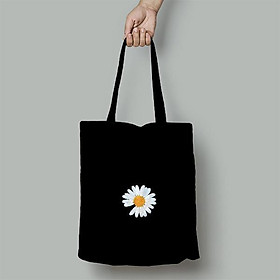 Túi Vải Tote Canvas Cao Cấp, Dày Dặn Hình Hoa Cúc Họa Mi, Phong Cách Basic