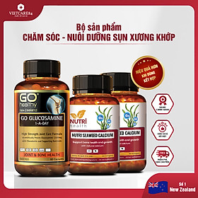 Bộ sản phẩm chăm sóc xương khớp: Viên Xương Khớp GO GLUCOSAMINE 1-A-DAY ; 2 Canxi hữu cơ New Zealand Nutri Seaweed Calcium