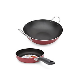 Bộ 2 chảo hợp kim nhôm công nghệ Hàn Quốc chống dính cao cấp: 1 chảo chiên 24cm và 1 chảo sâu lòng 28 cm