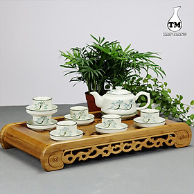 Mua Bộ Ấm Chén Men Kem Hoa Sen Xanh Xưởng Gốm TM (bộ bình uống trà  bình trà