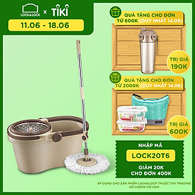 Bộ Cây Lau Nhà Xoay Tay Compact Spin Mop Lock&Lock ETM466: Thùng Giặt + Cây + Bông Lau